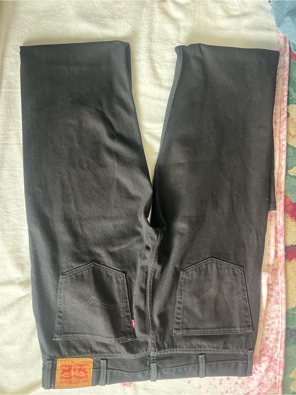 Levi's Black Denim Straight Jeans with Back Patch